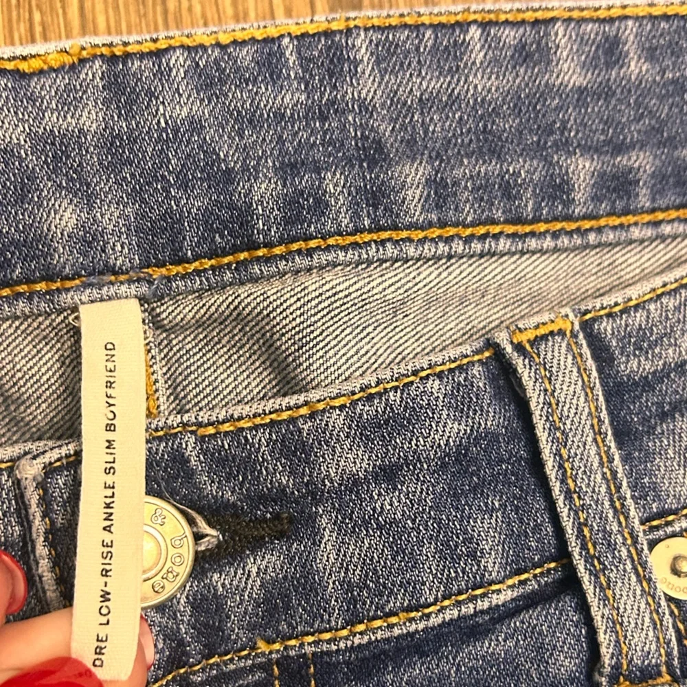Rag & Bone 29 Dre Low-Rise Slim Boyfriend Distressed Blue Skinny Jeans W2592K510